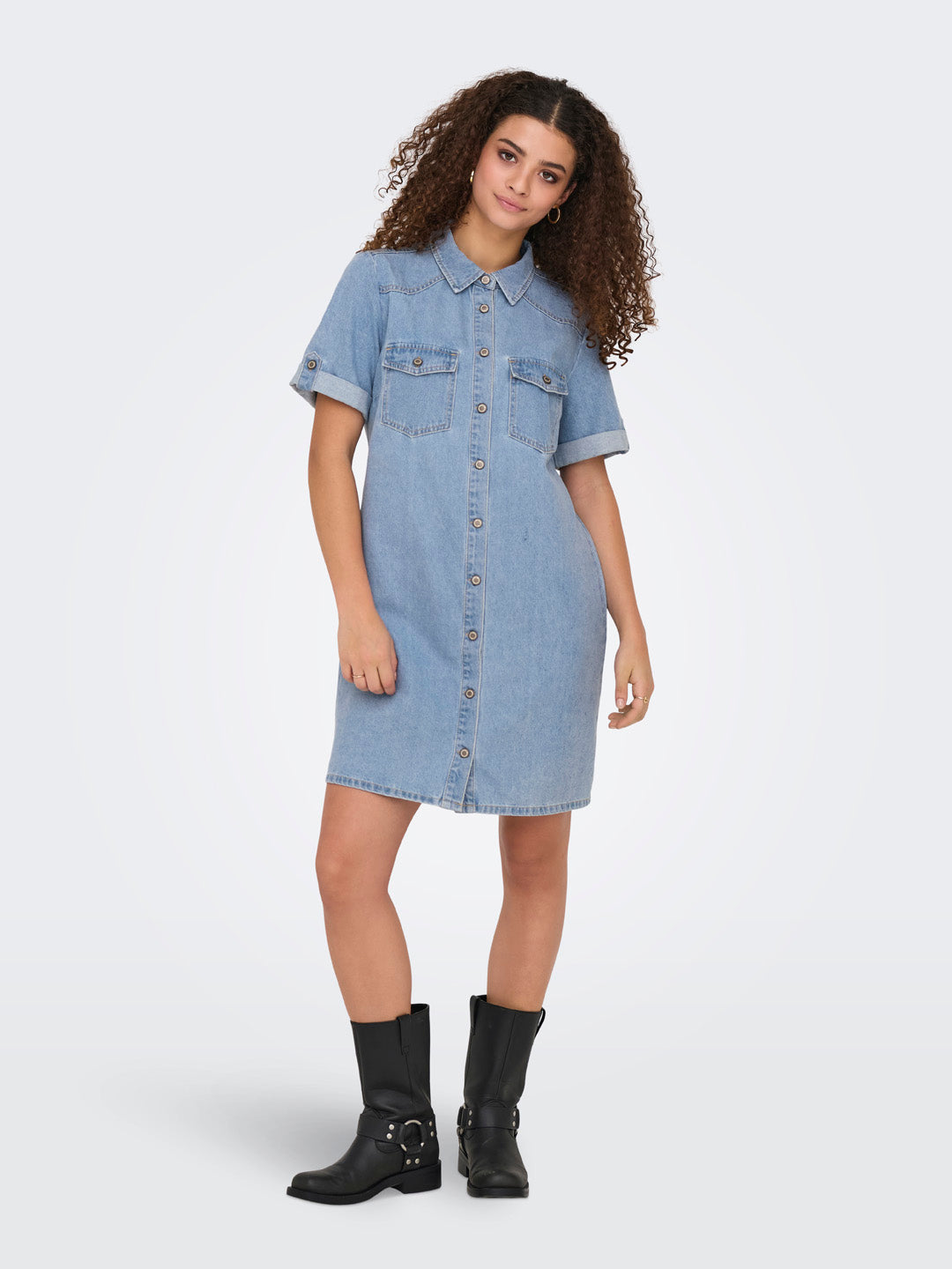 Light Blue Denim Shirt Dress