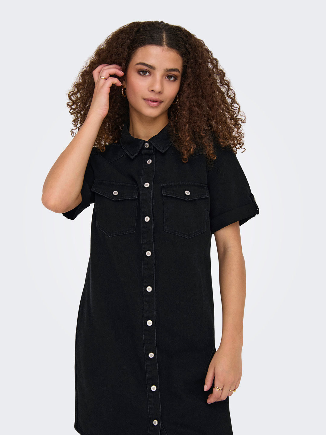 Black Washed Denim Dress
