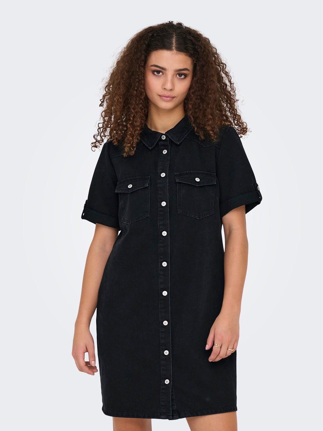 Black Washed Denim Dress