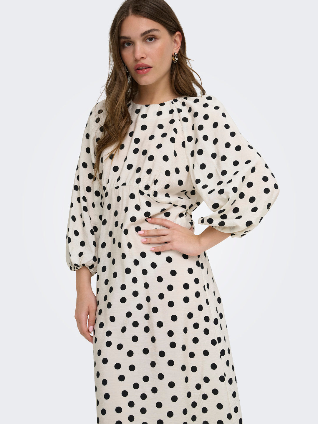 White Polka Dot Midi Dress