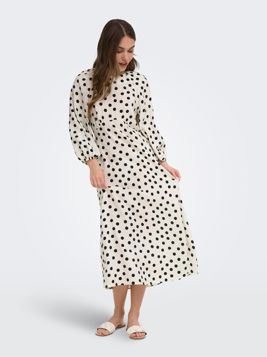 White Polka Dot Midi Dress