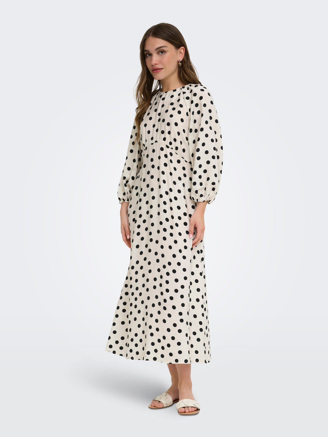 White Polka Dot Midi Dress