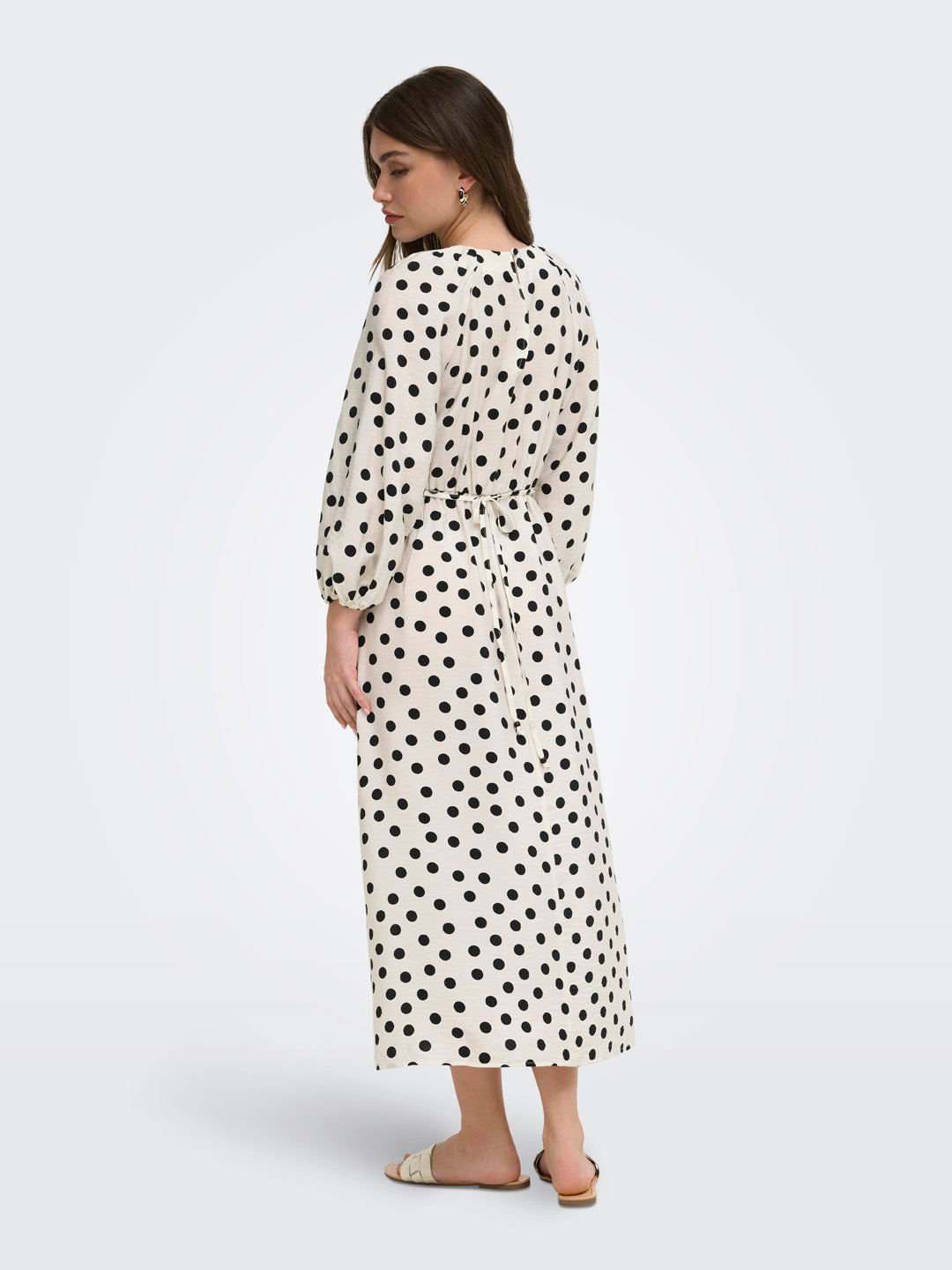 White Polka Dot Midi Dress