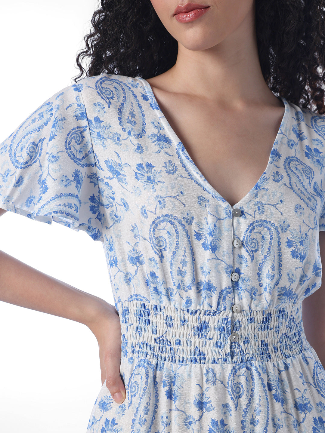 White Printed Midi Dress