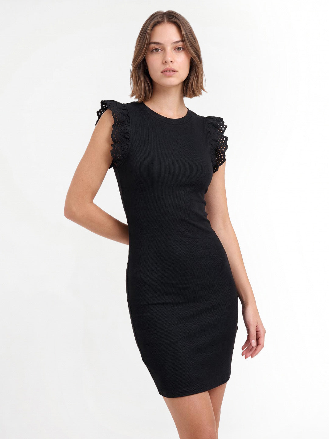 Black Lace Detail Bodycon Dress