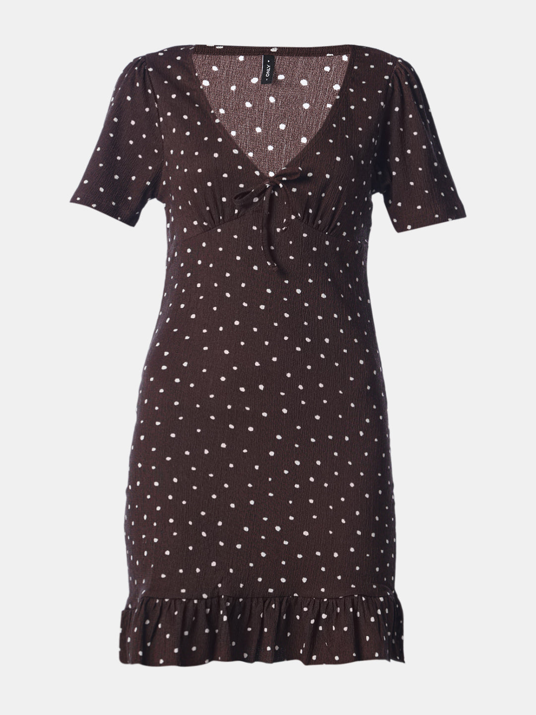 Dark Brown Printed V-Neck Dress