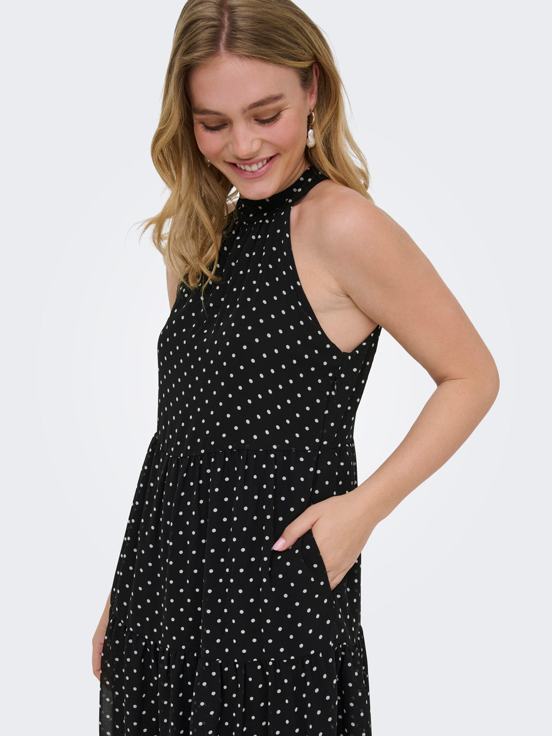 Black Polka Dot Midi Dress