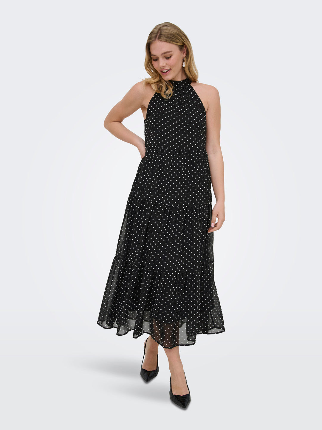 Black Polka Dot Midi Dress