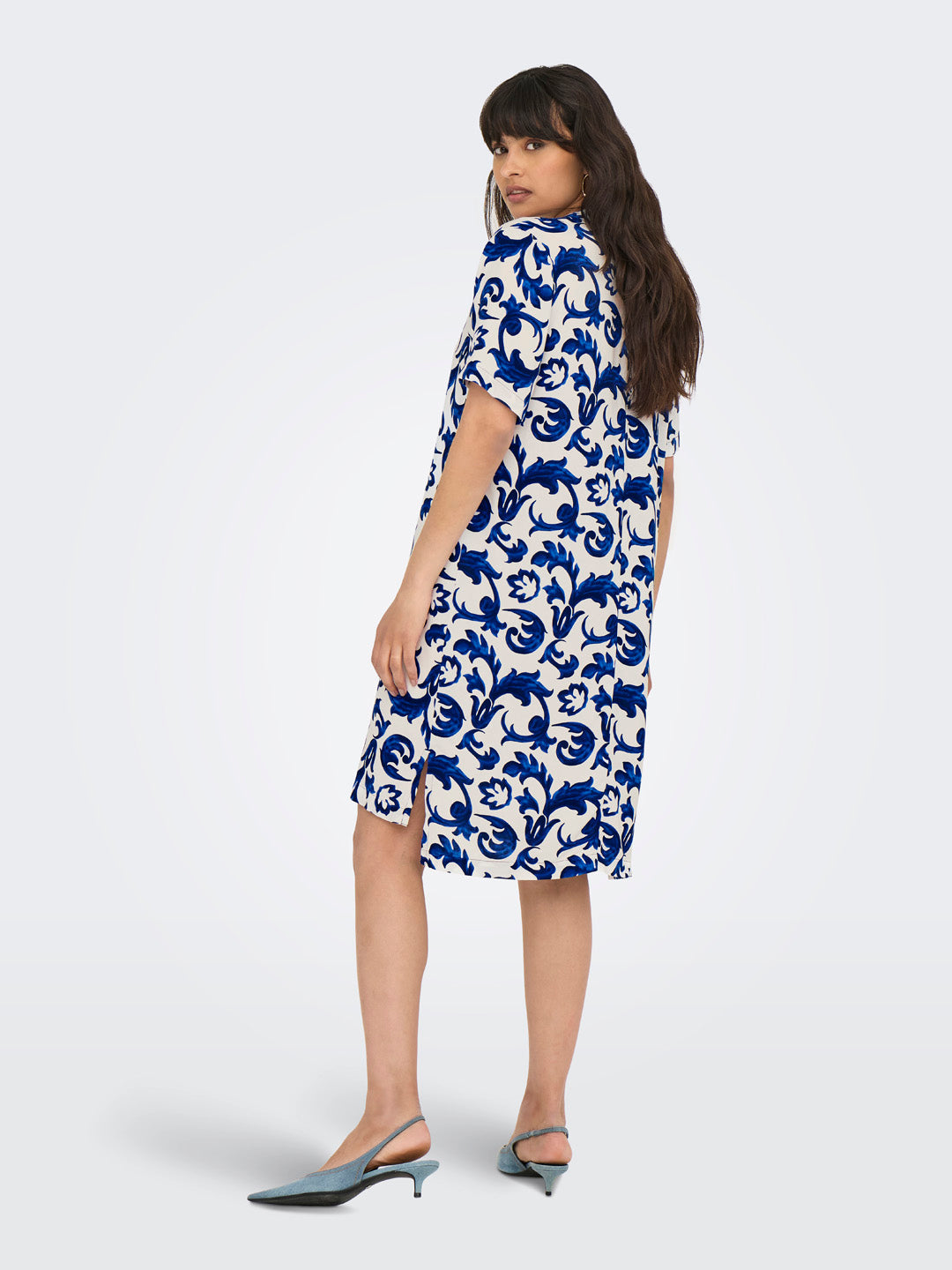 Blue Printed V-Neck Tunic