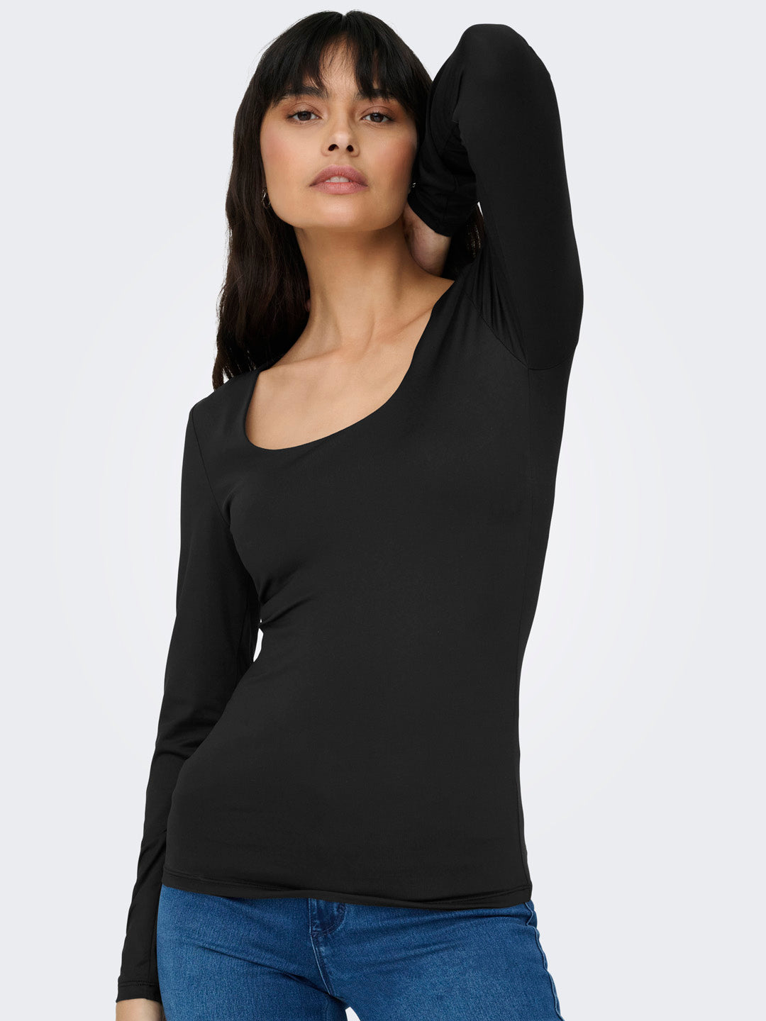 Black Two Way Deep Neck Top