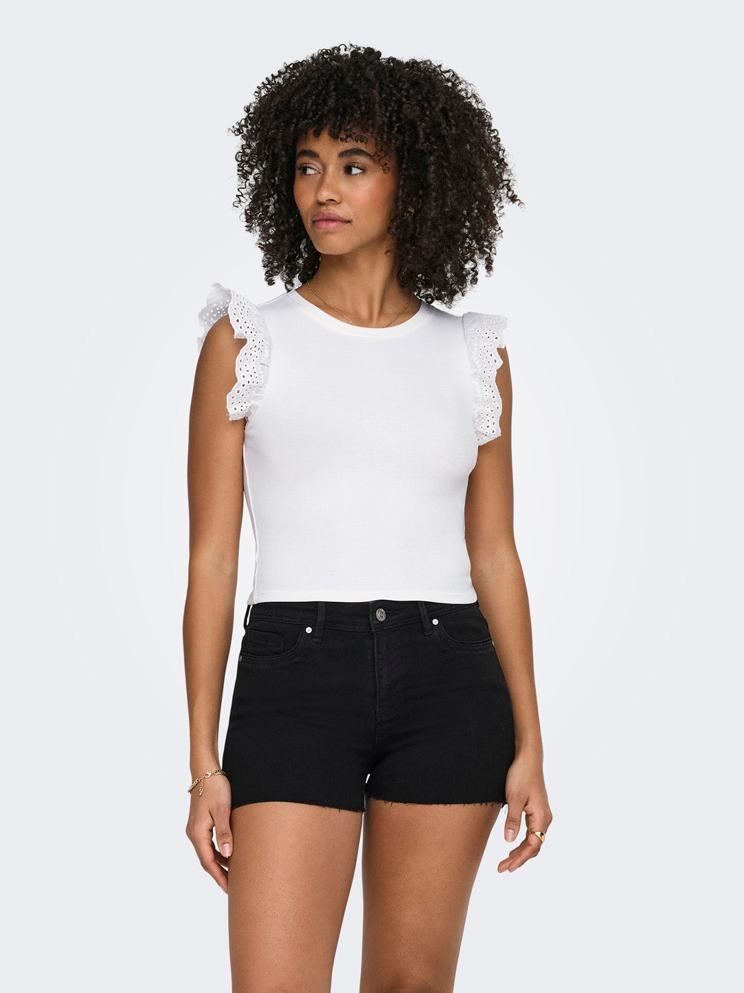White Lace Detail Crop Top