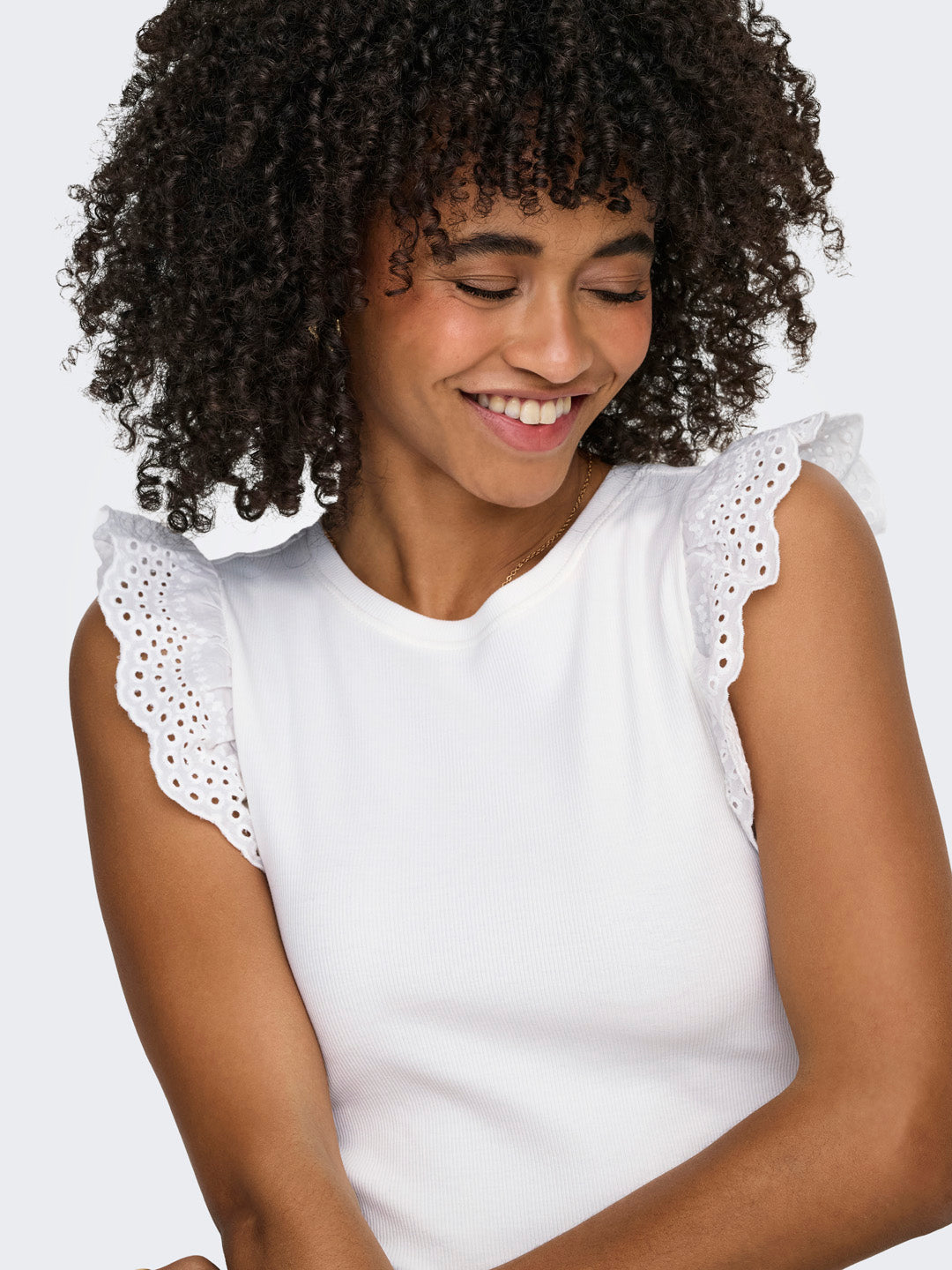 White Lace Detail Crop Top