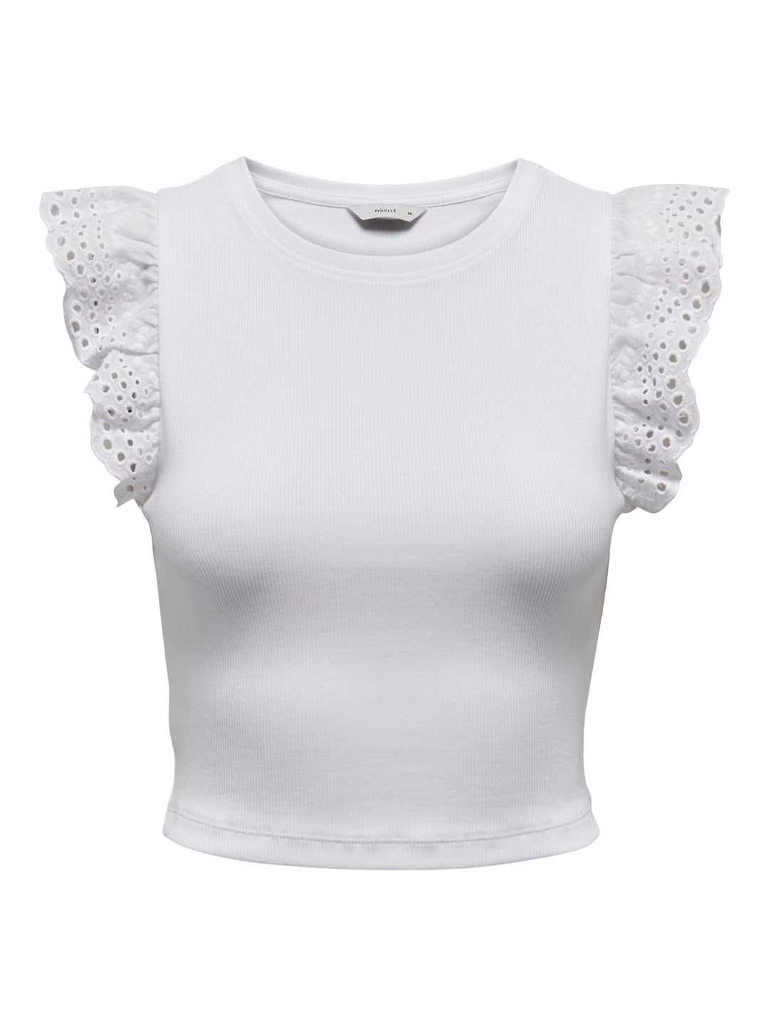 White Lace Detail Crop Top