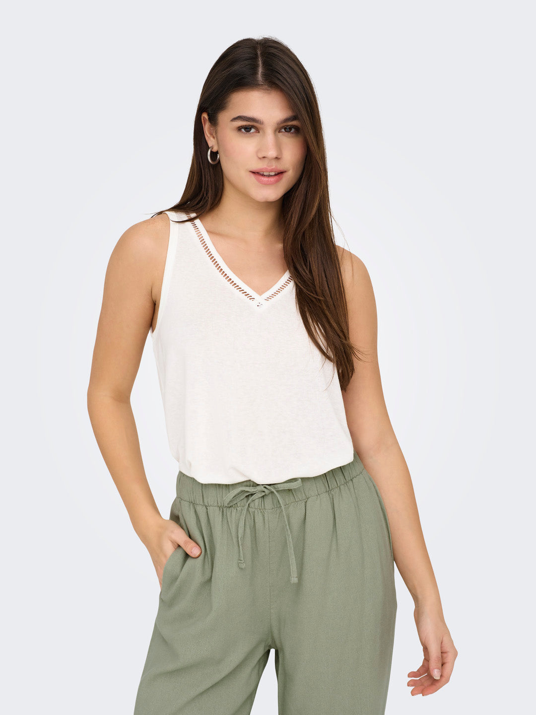 White V-Neck Tank Top