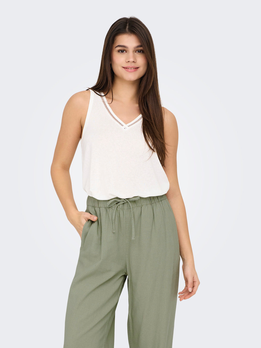 White V-Neck Tank Top