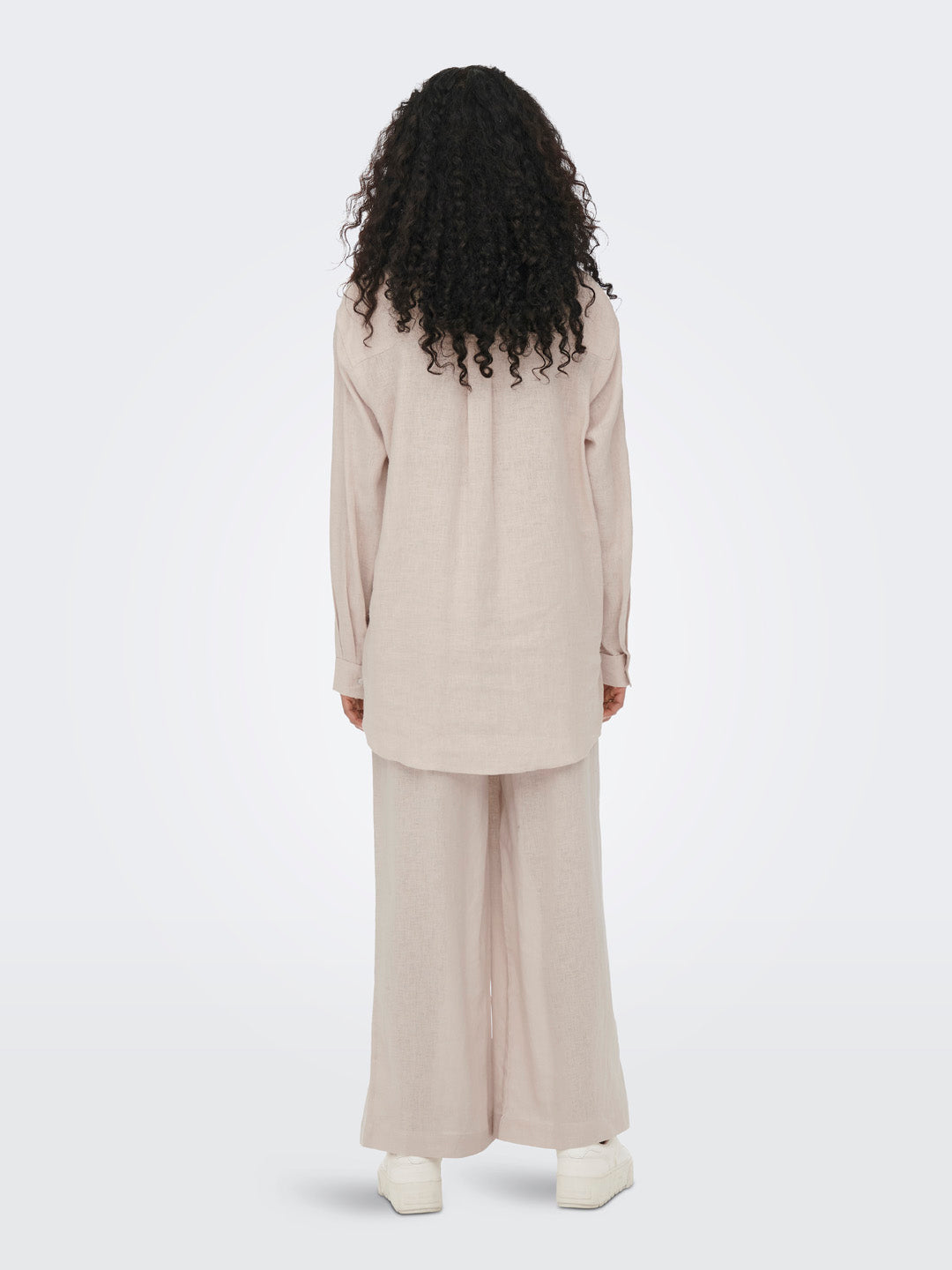 Beige Linen Blend Oversized Shirt