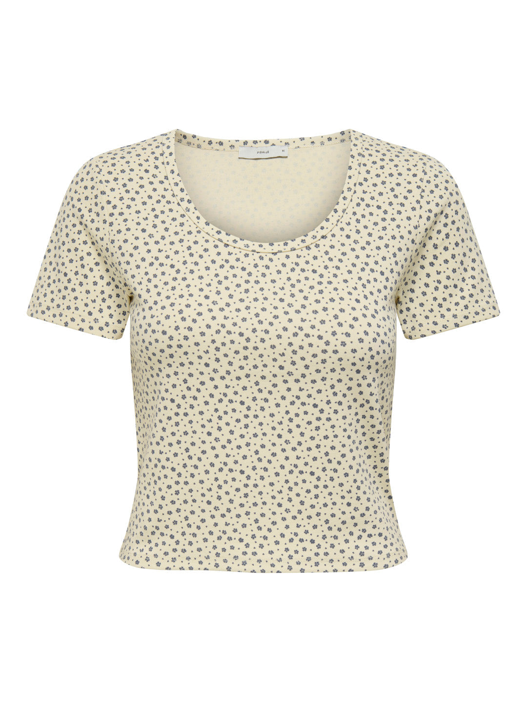 Beige Printed U-Neck Top
