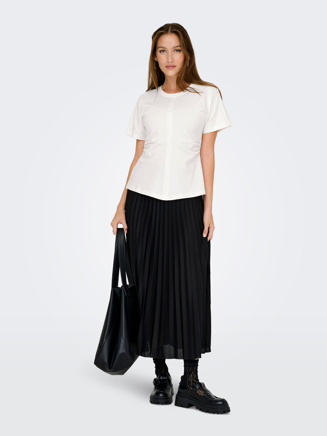 White Ruched Fitted Top