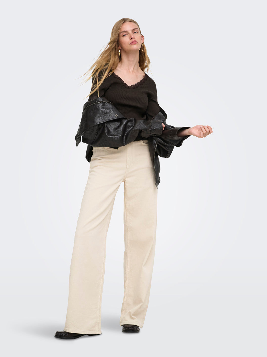 Brown V-Neck Top