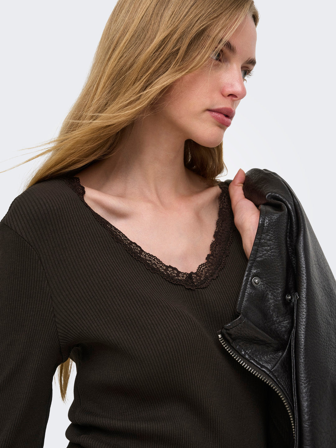 Brown V-Neck Top