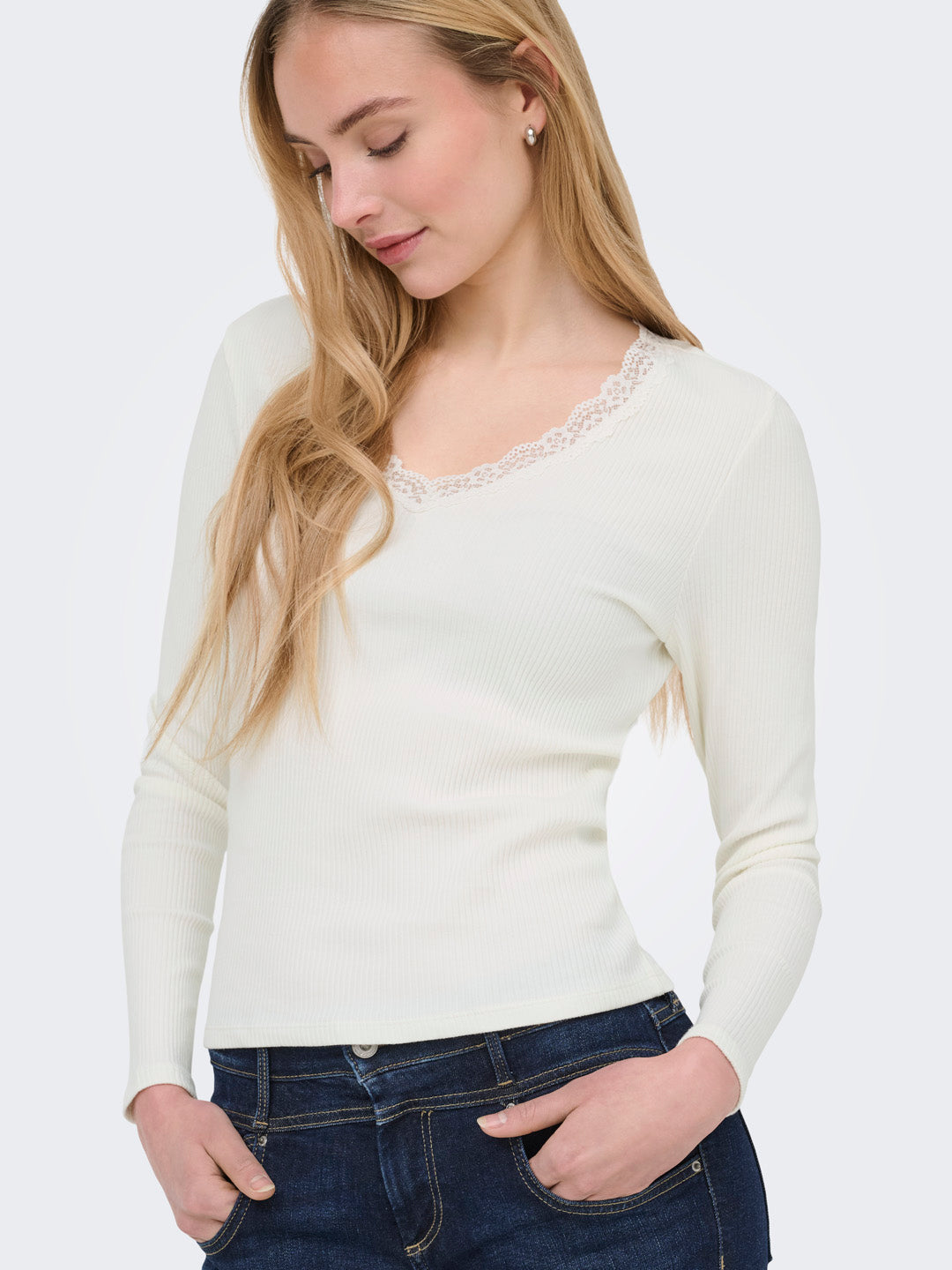 White V-Neck Top