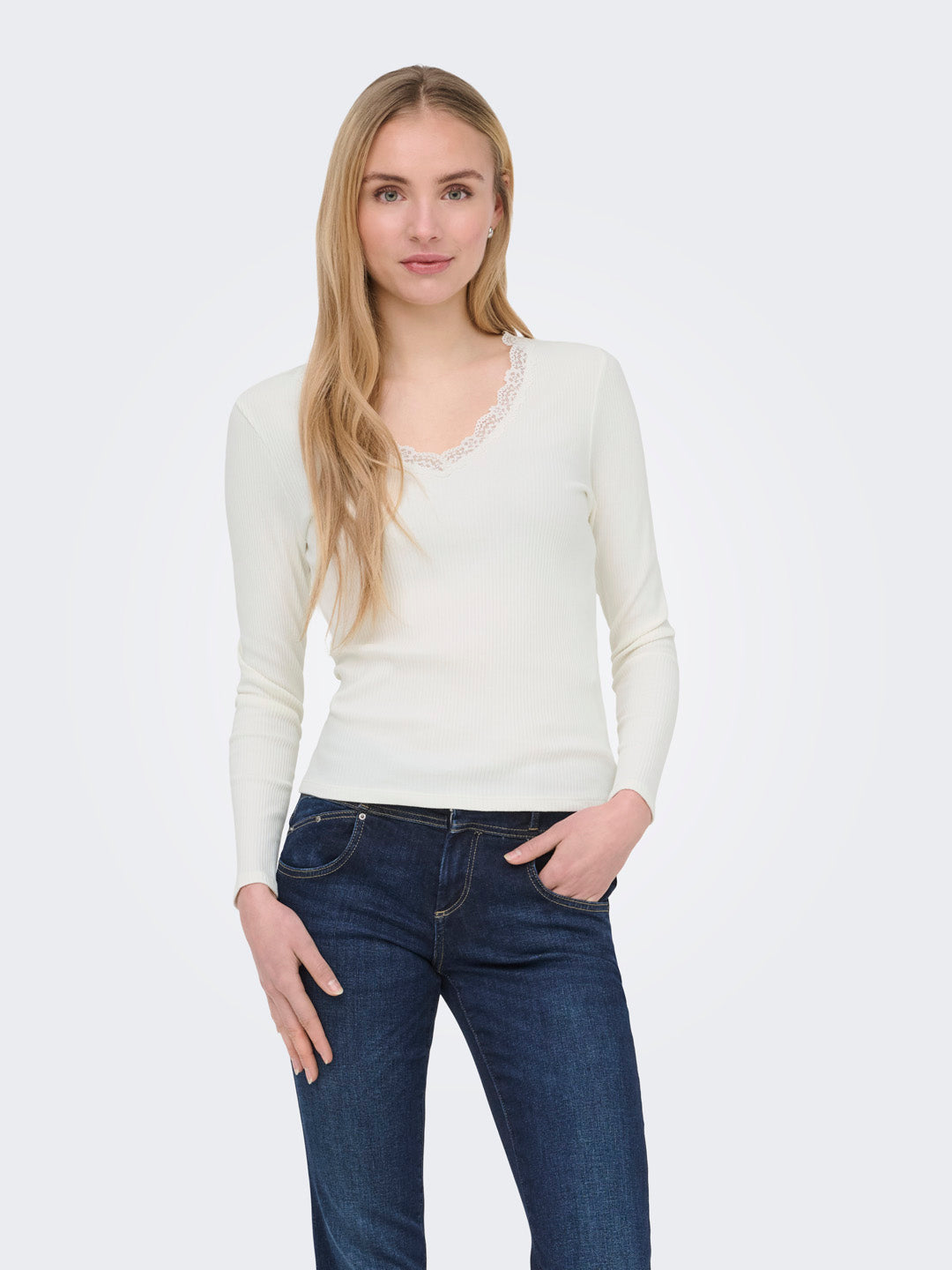 White V-Neck Top