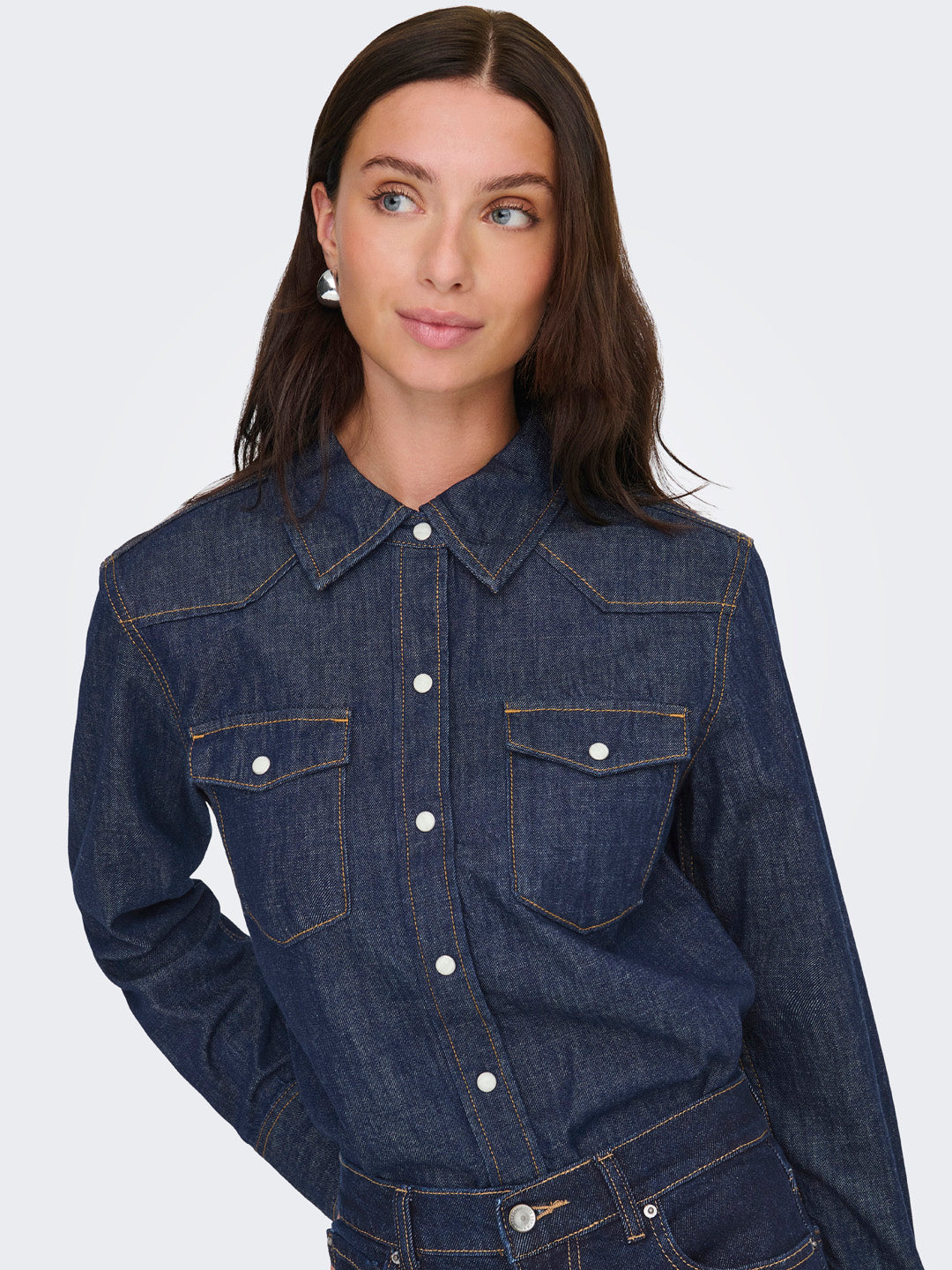 Dark Blue Regular Fit Denim Shirt