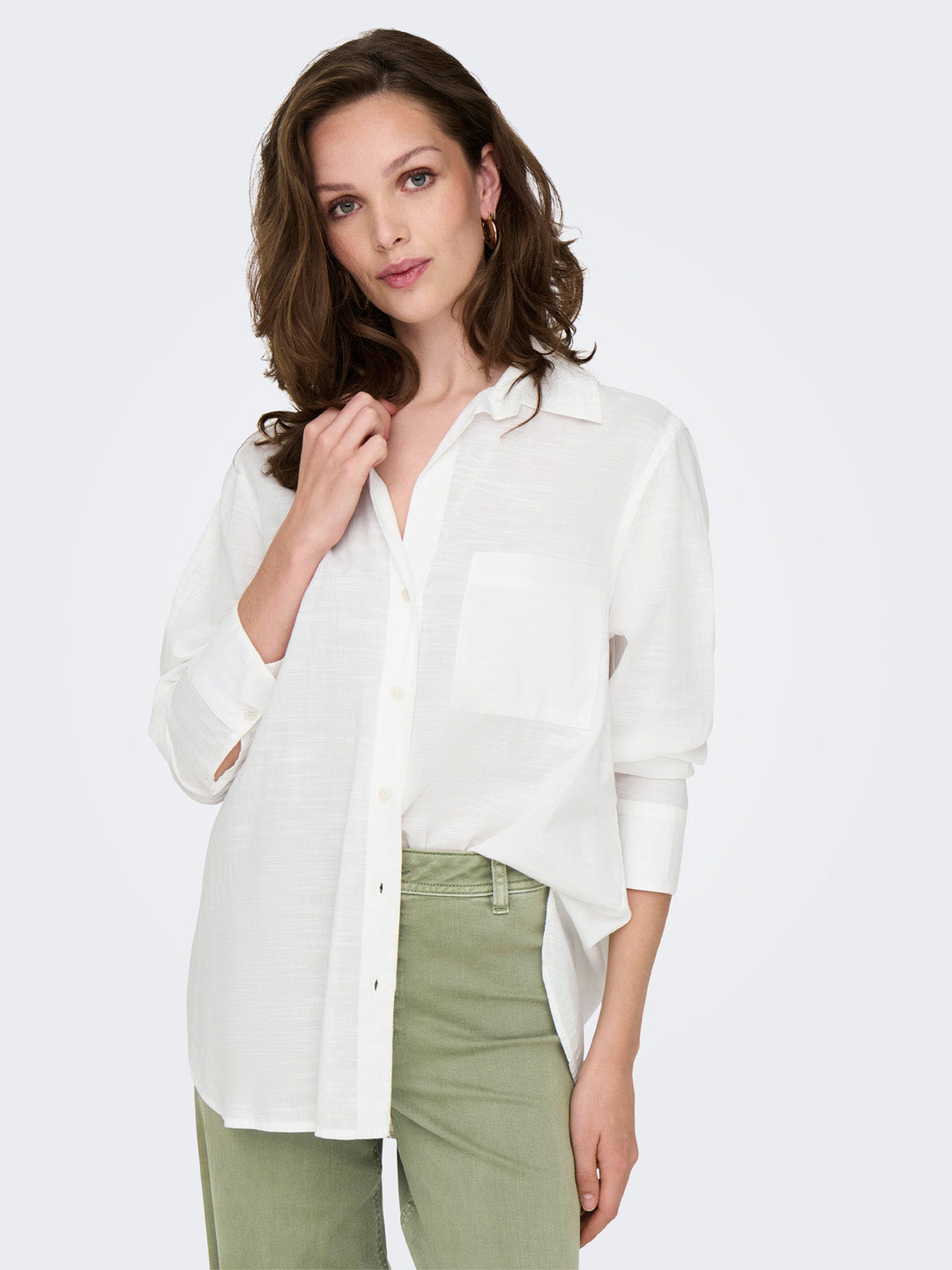 White Cotton Relaxed Fit Shirt