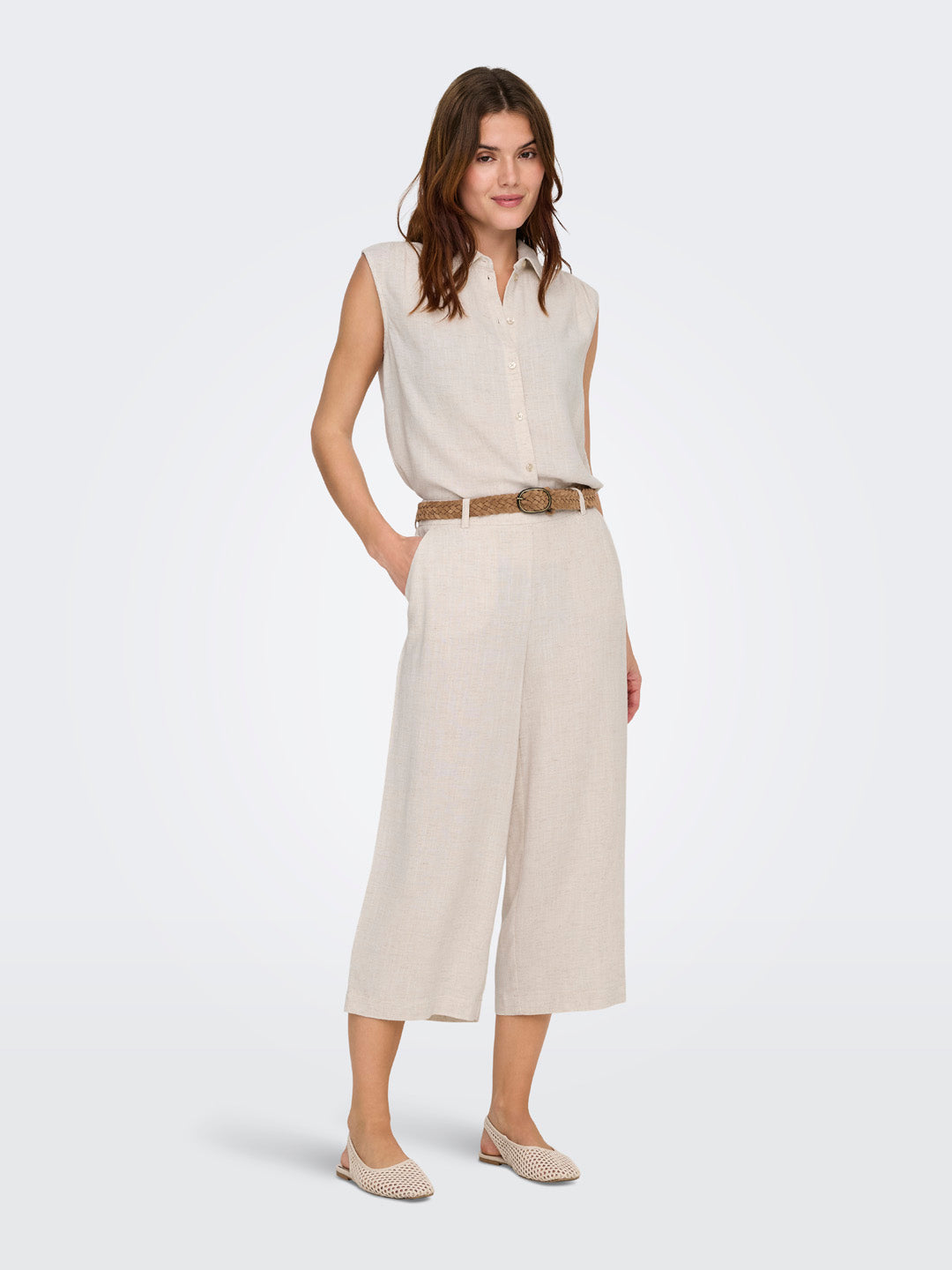 Linen Blend Sleeveless Shirt