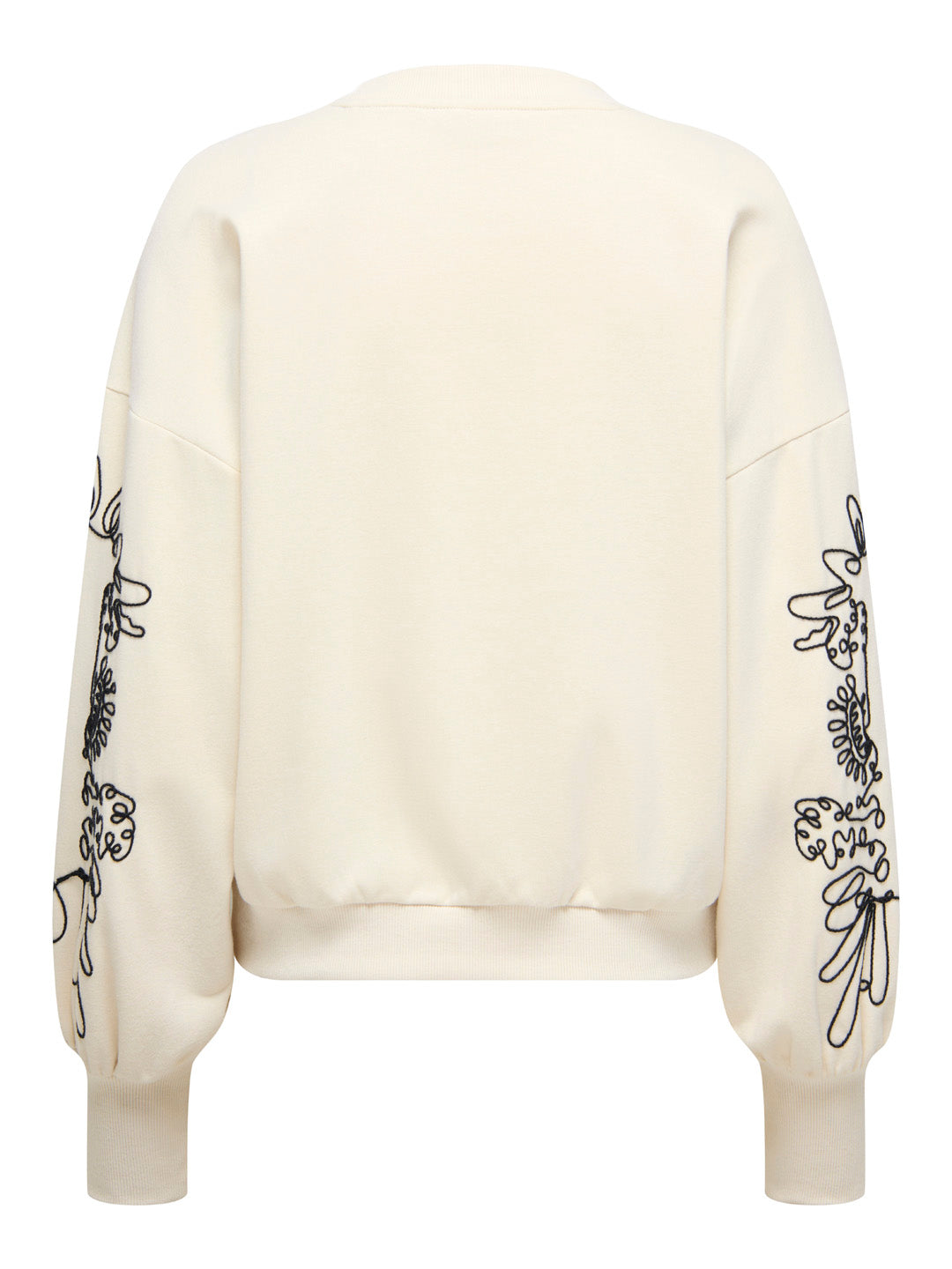Cream Printed O-Neck Sweatshirt