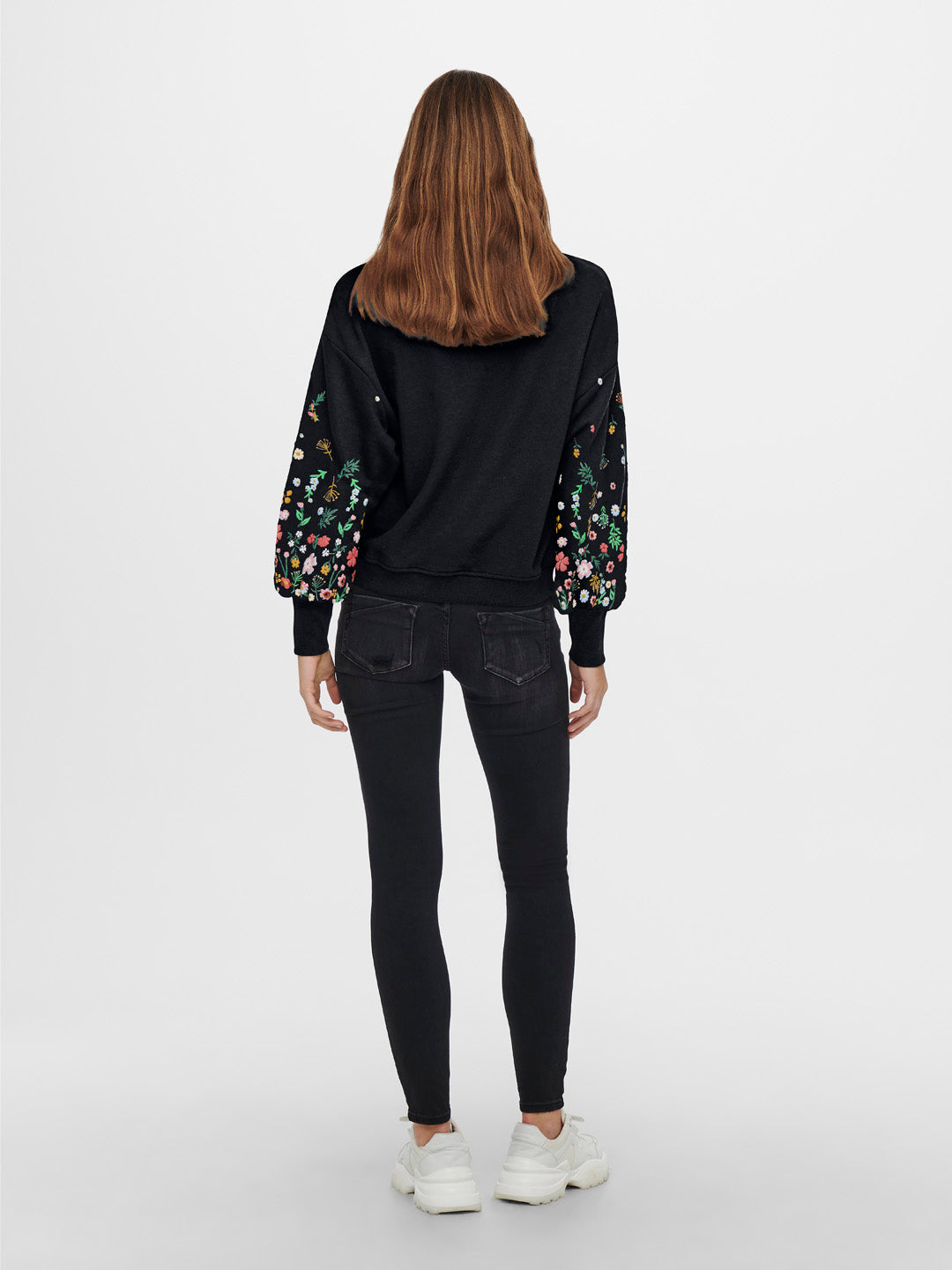 Black Printed O-Neck Sweatshirt