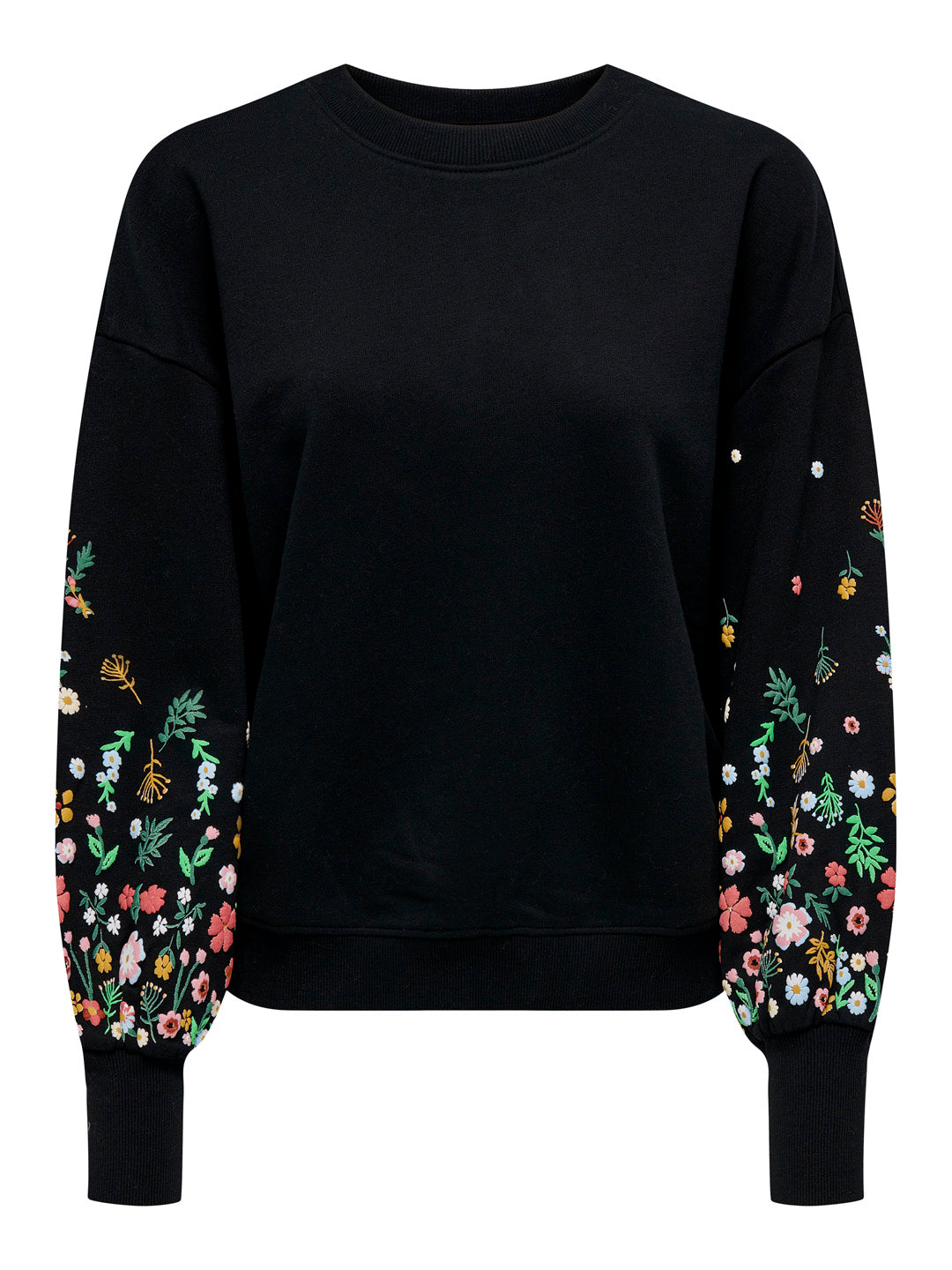 Black Printed O-Neck Sweatshirt