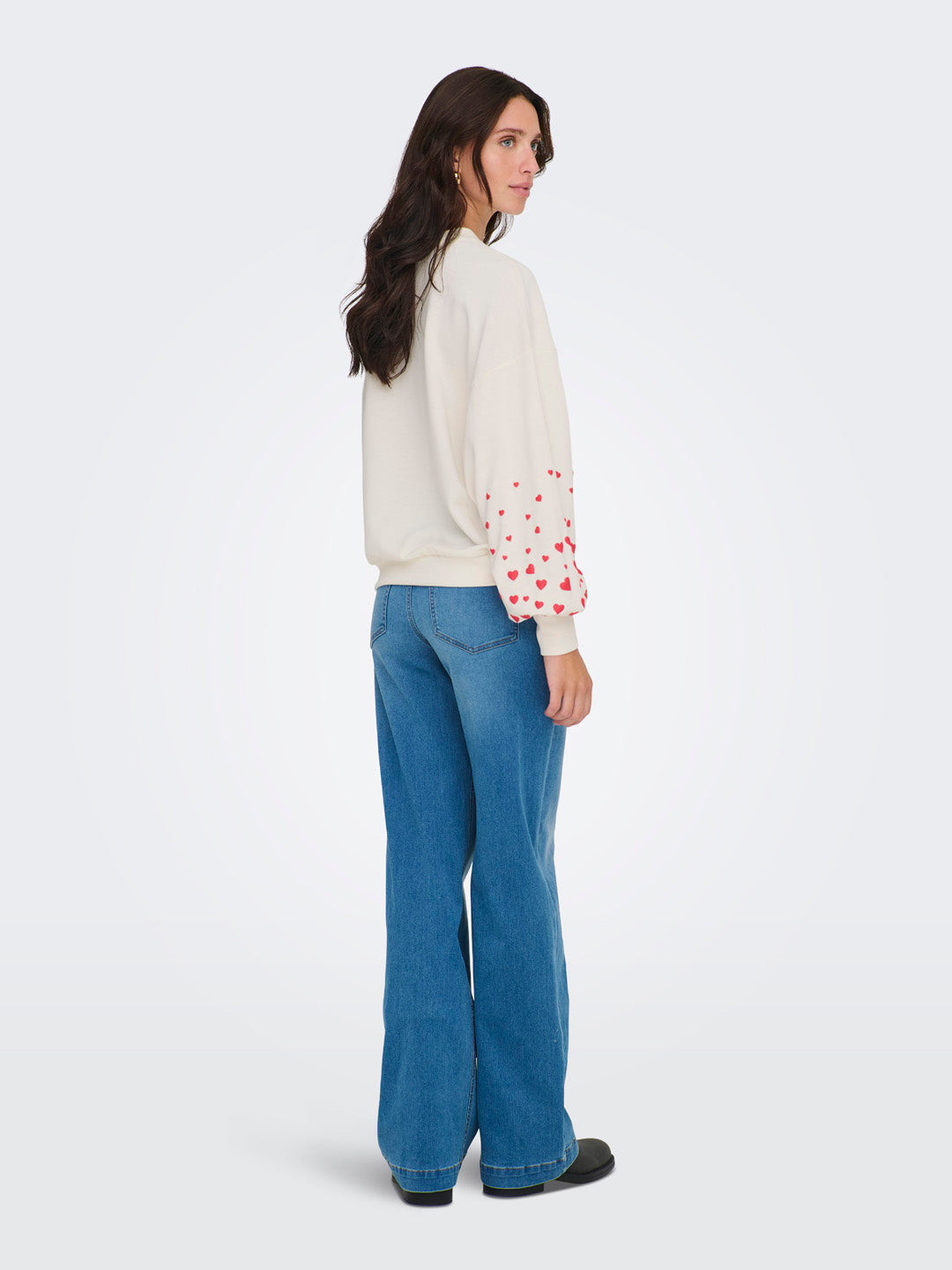 White Printed O-Neck Sweatshirt