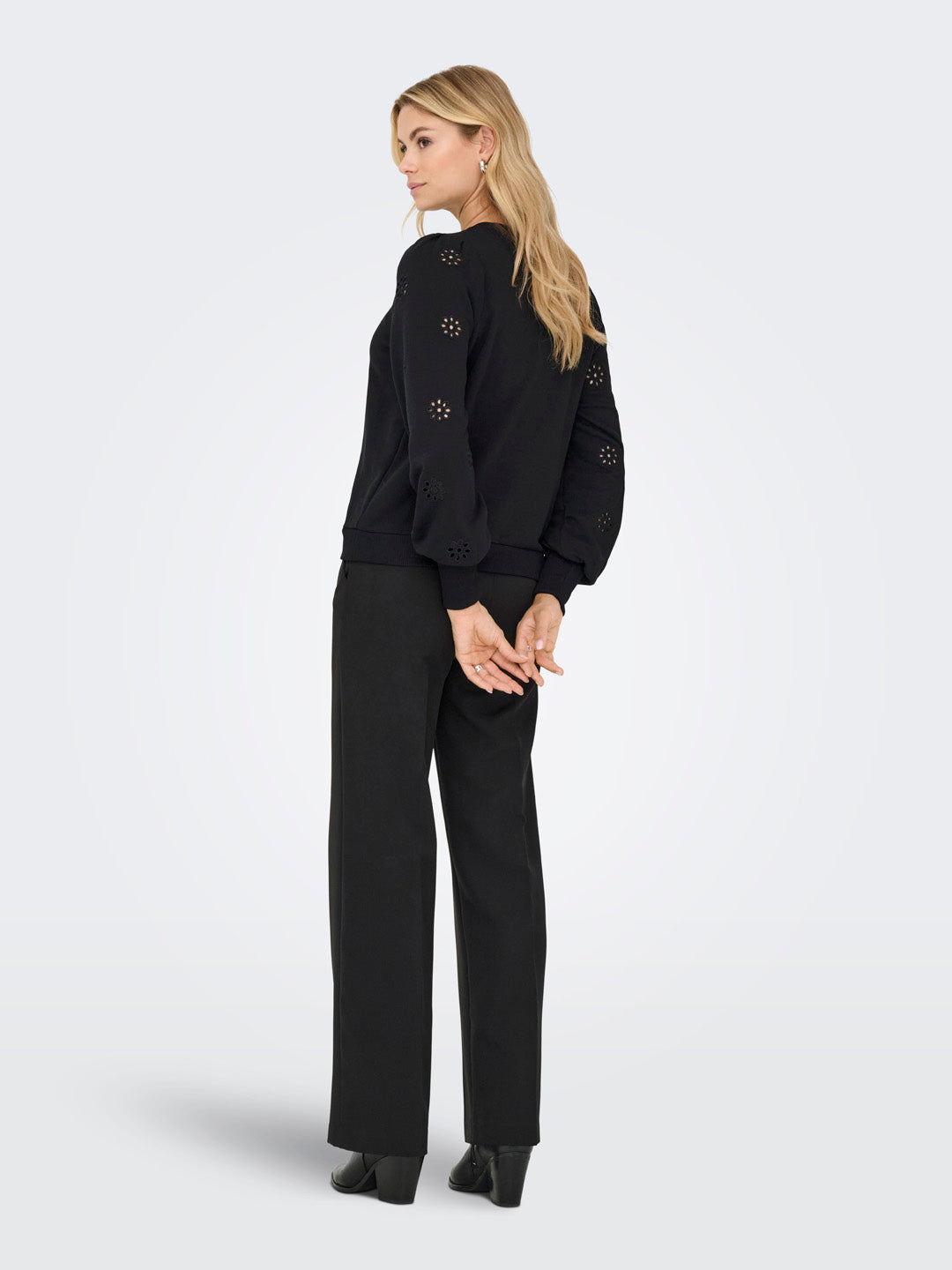 Black Floral Cut-Out Sweatshirt