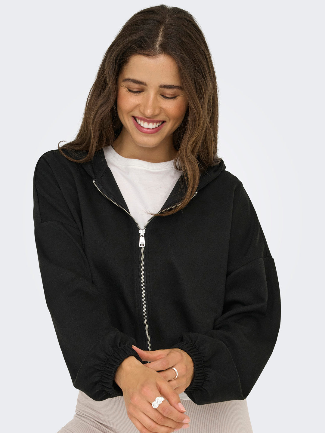 Black Hooded Zip Sweatshirt
