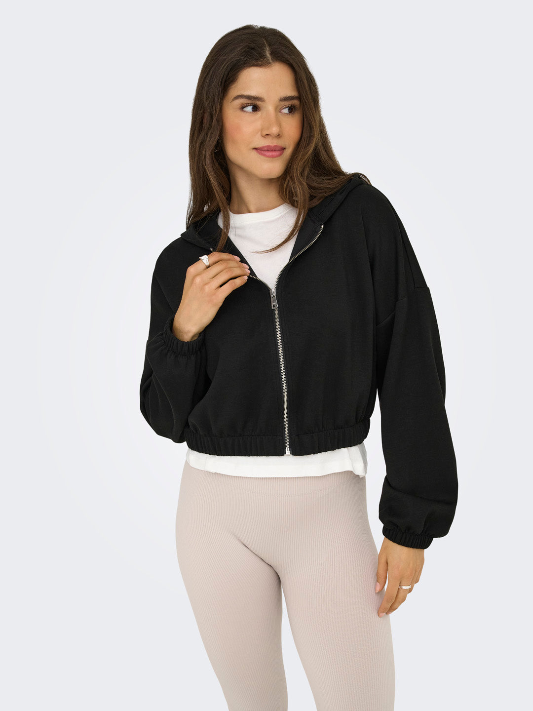 Black Hooded Zip Sweatshirt