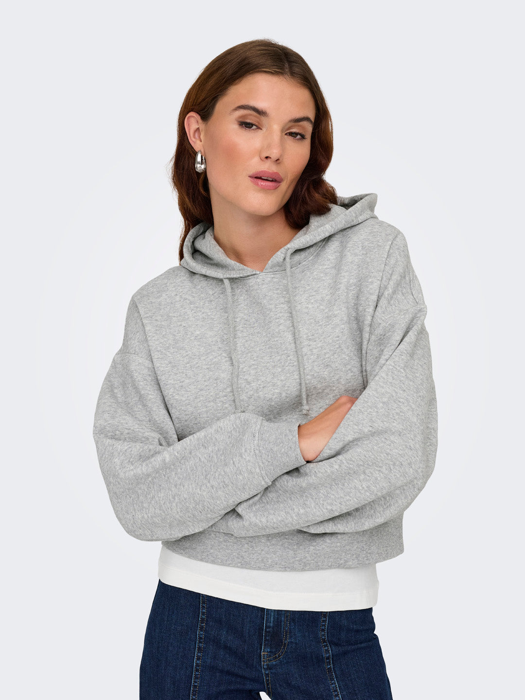 Light Grey Cropped Hoodie