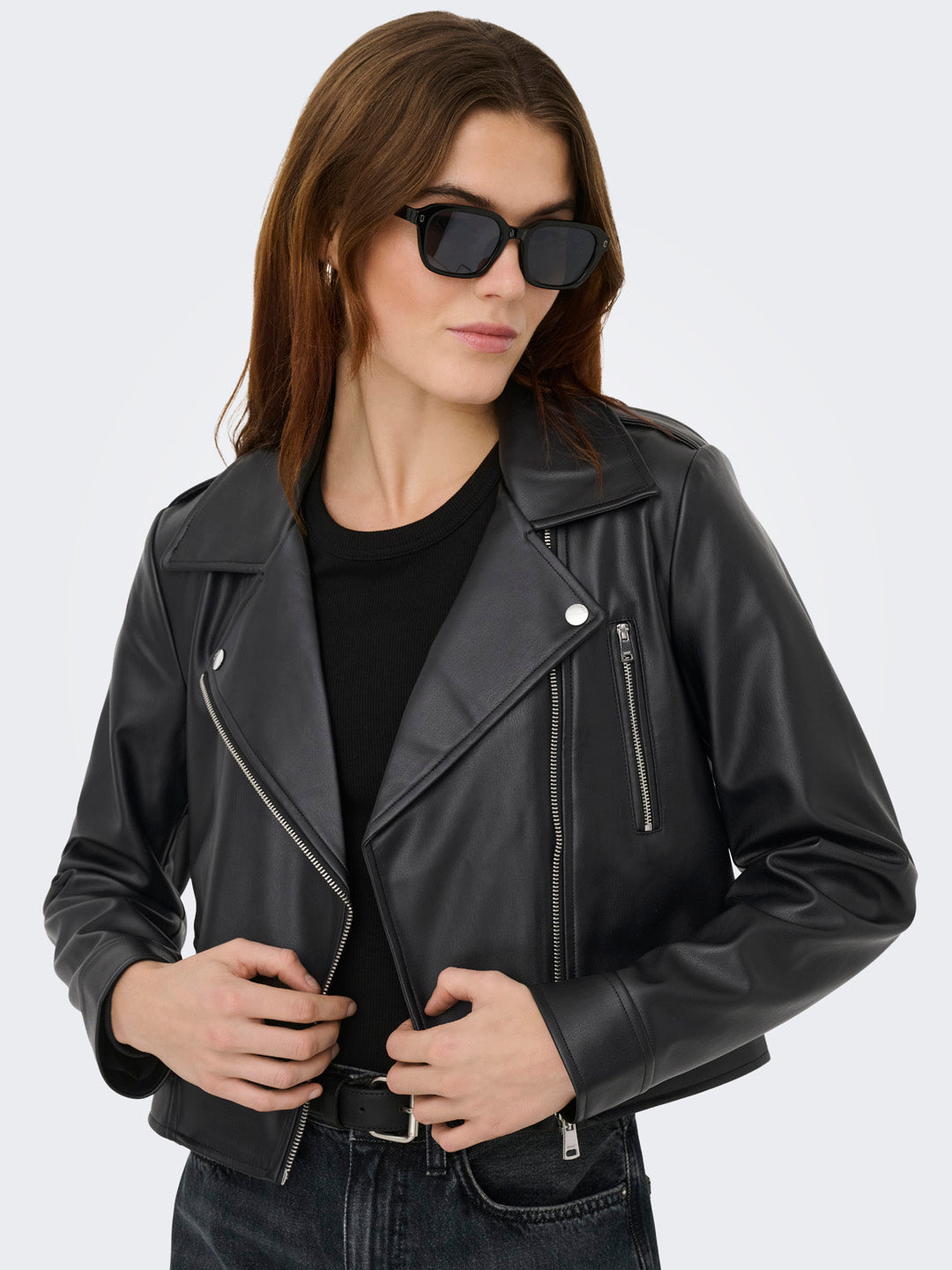 Black Faux leather Biker Jacket