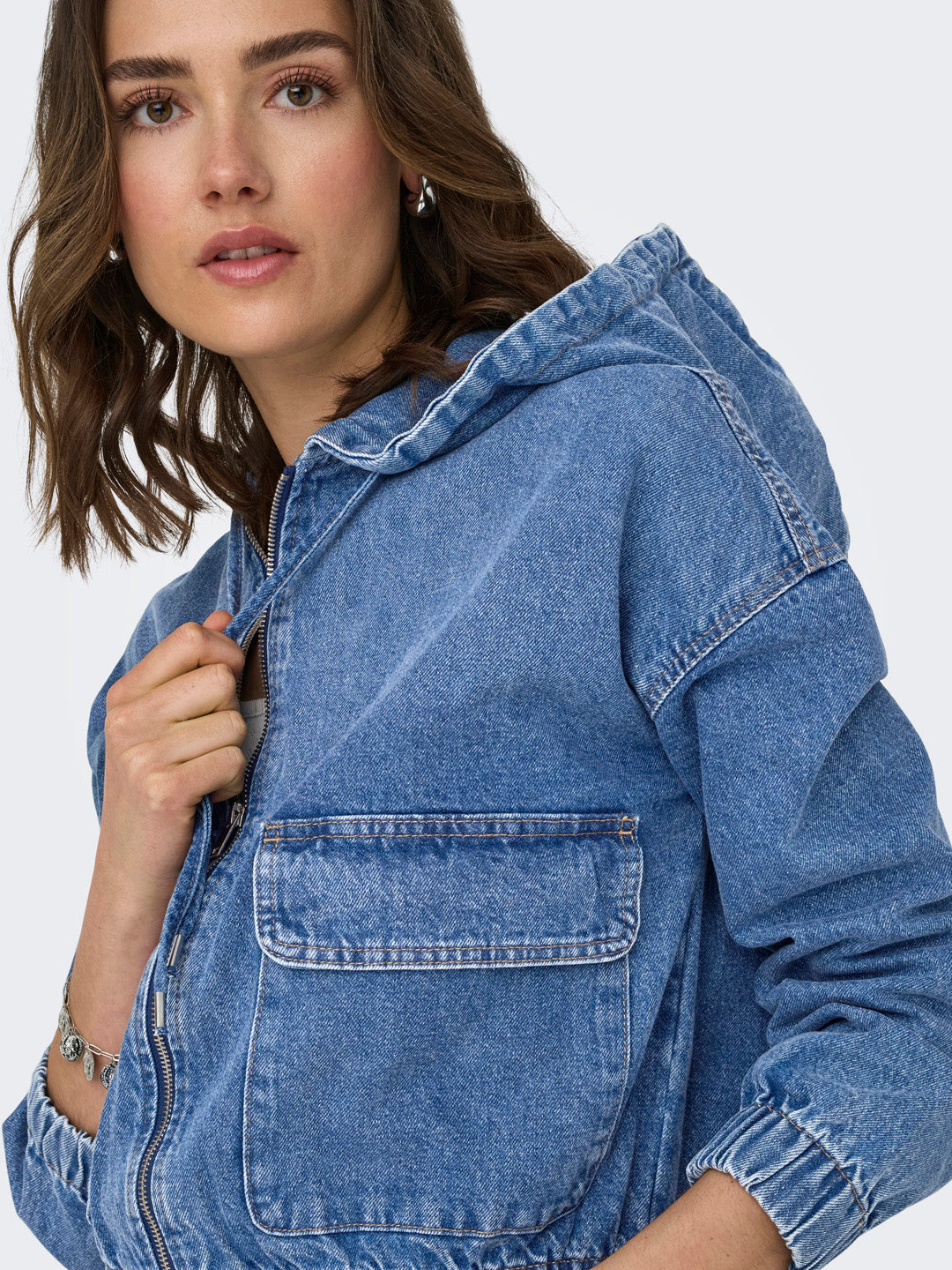 Blue Hooded Denim Jacket