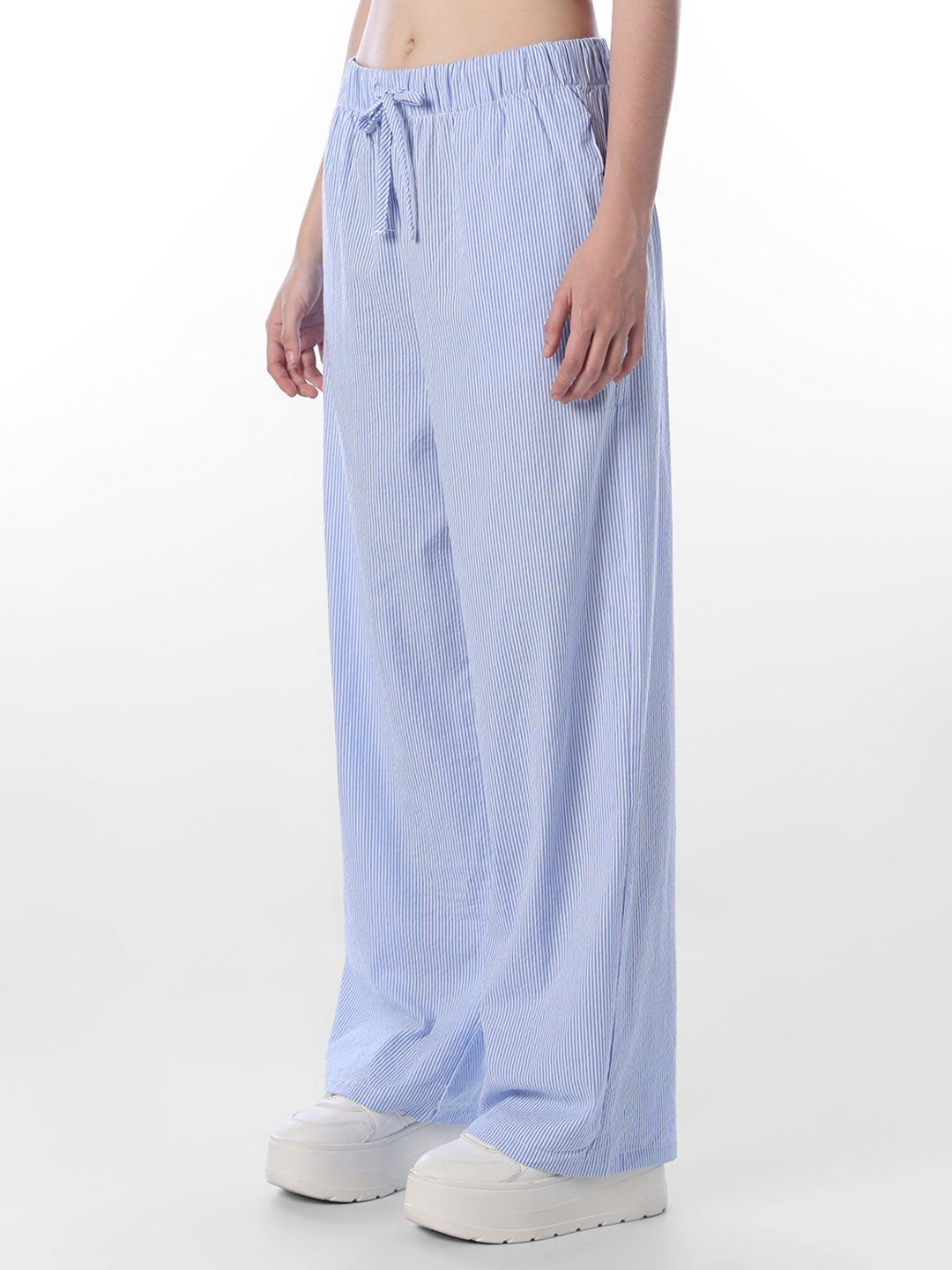 Striped Cotton Wide Leg Pants