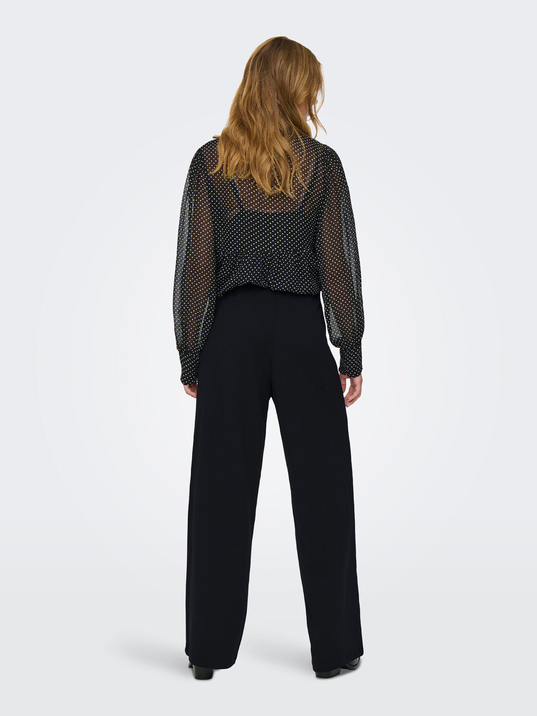 Black Mid Rise Wide Leg Pants