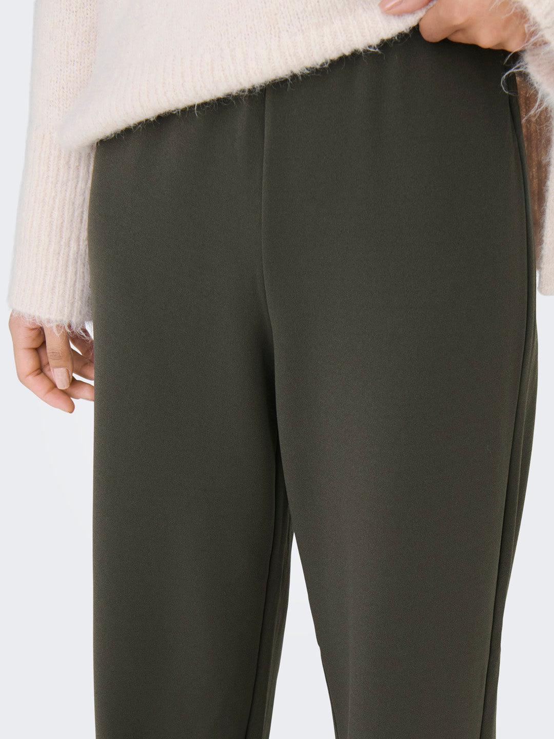 Dark Olive Mid Rise Wide Leg Pants