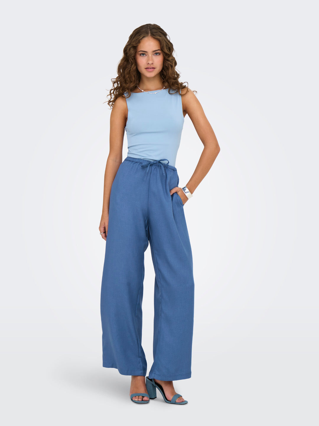 Blue Wide Leg Fit Pants