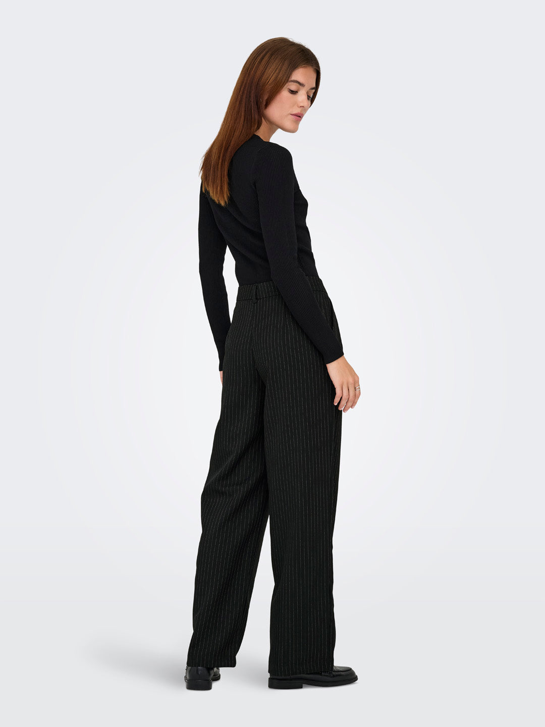 Pleated Pinstripe Tailored Pants