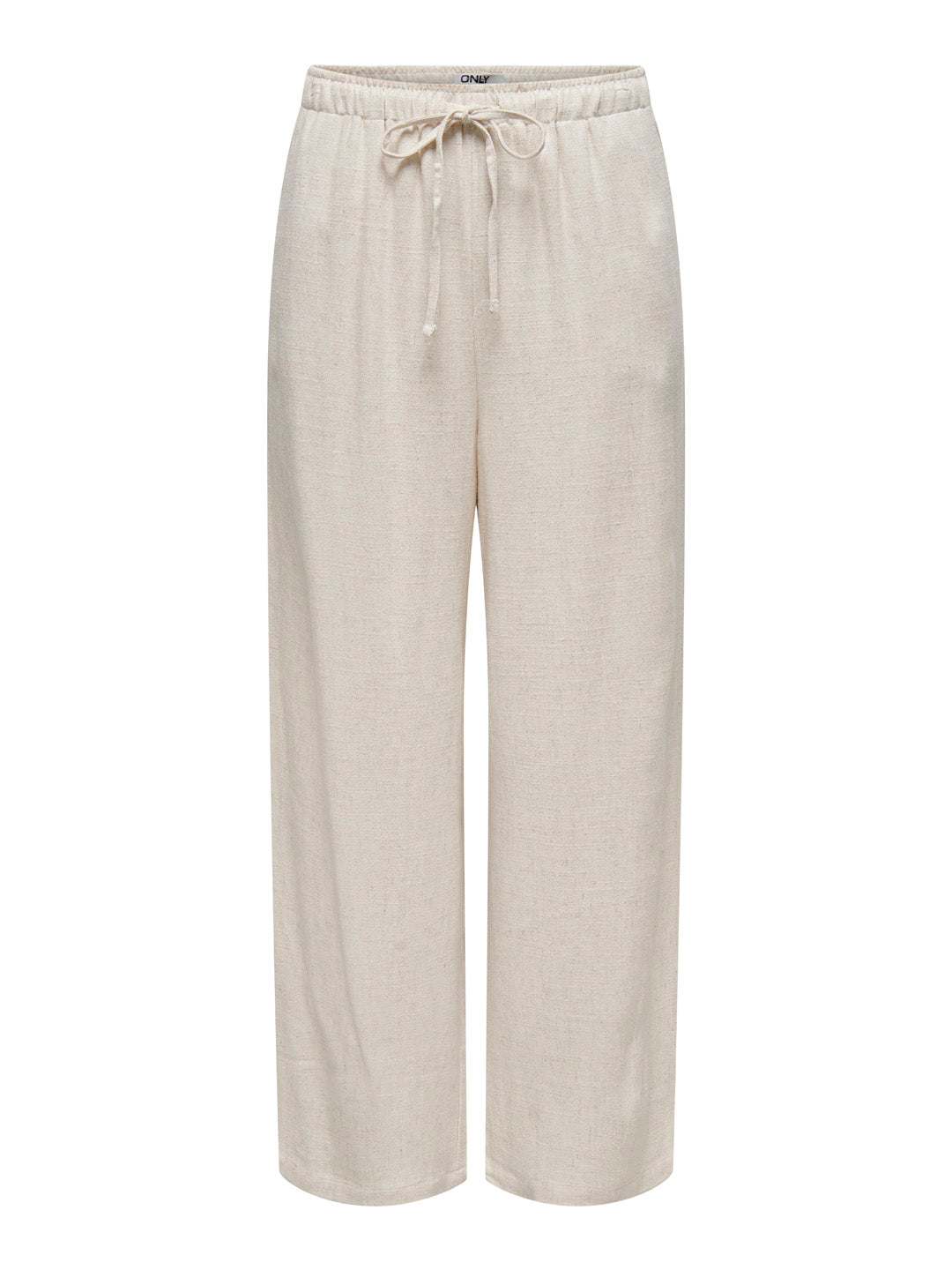 Beige Linen Blend Pull Up Pants