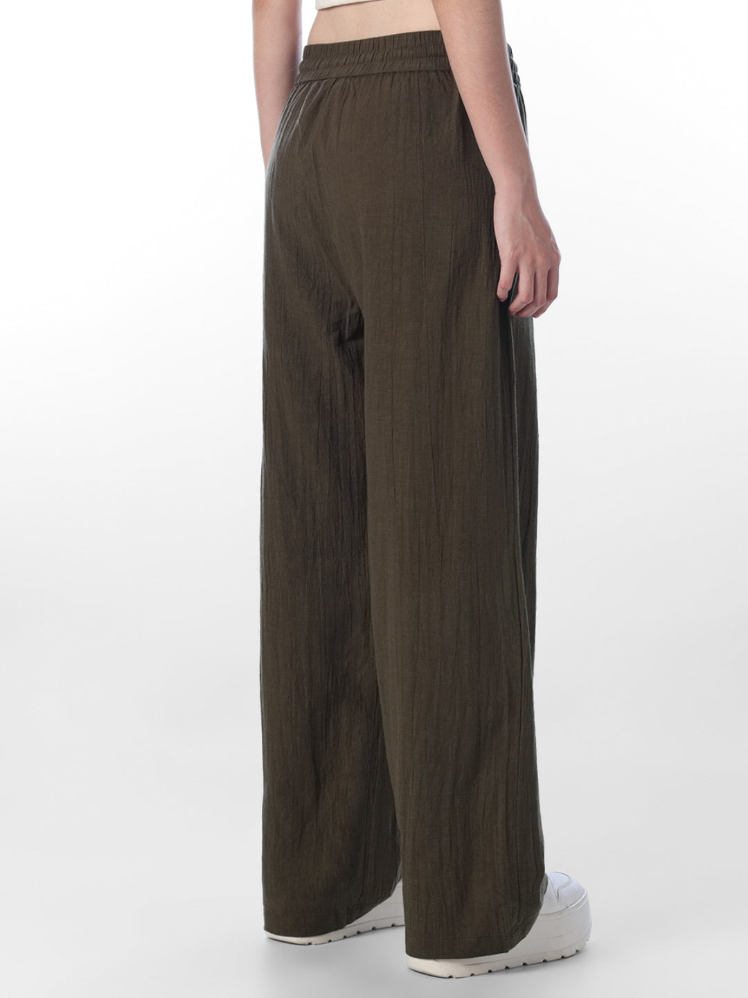 Green Cotton Wide Leg Pants