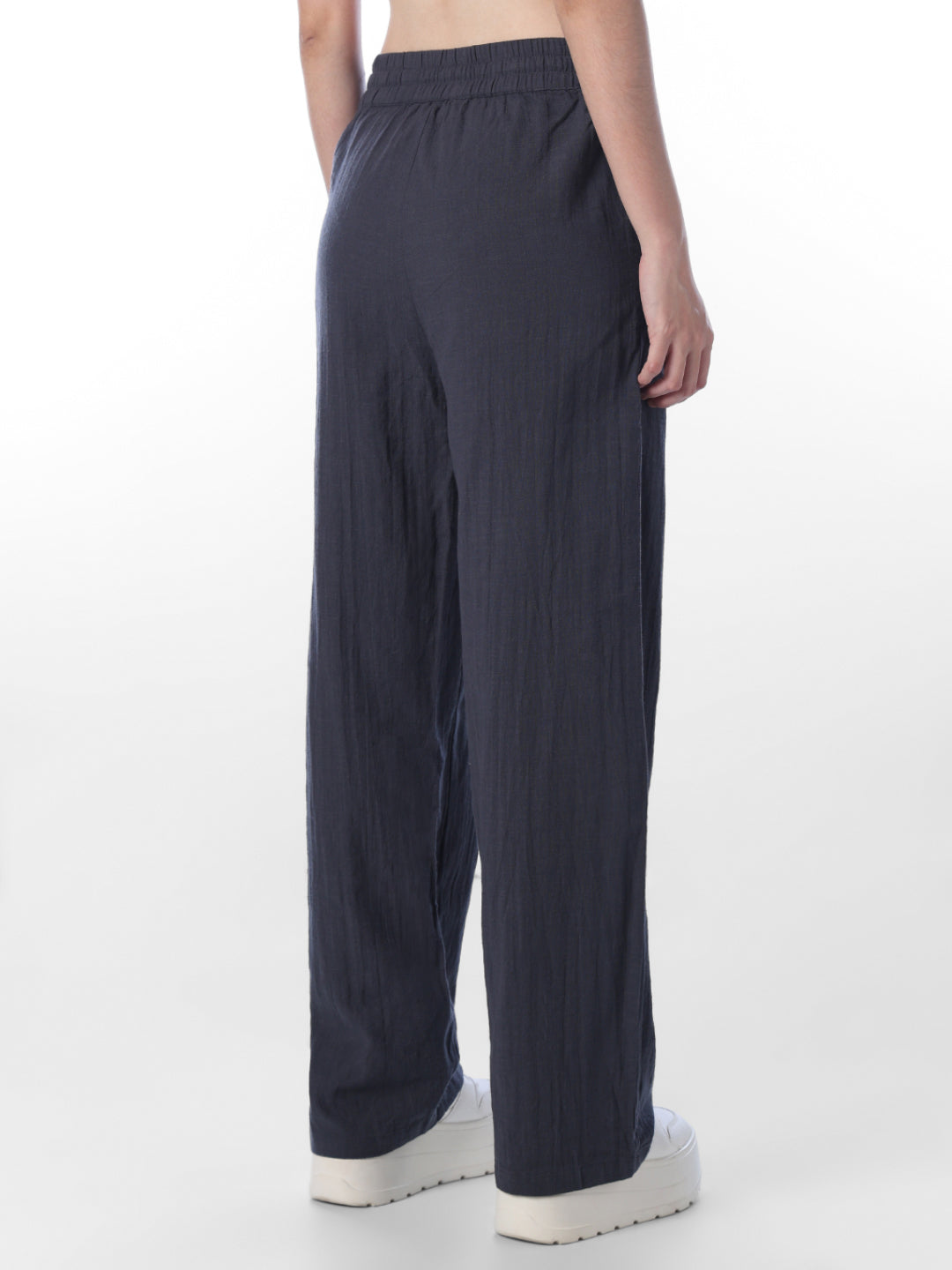 Blue Cotton Wide Leg Pants