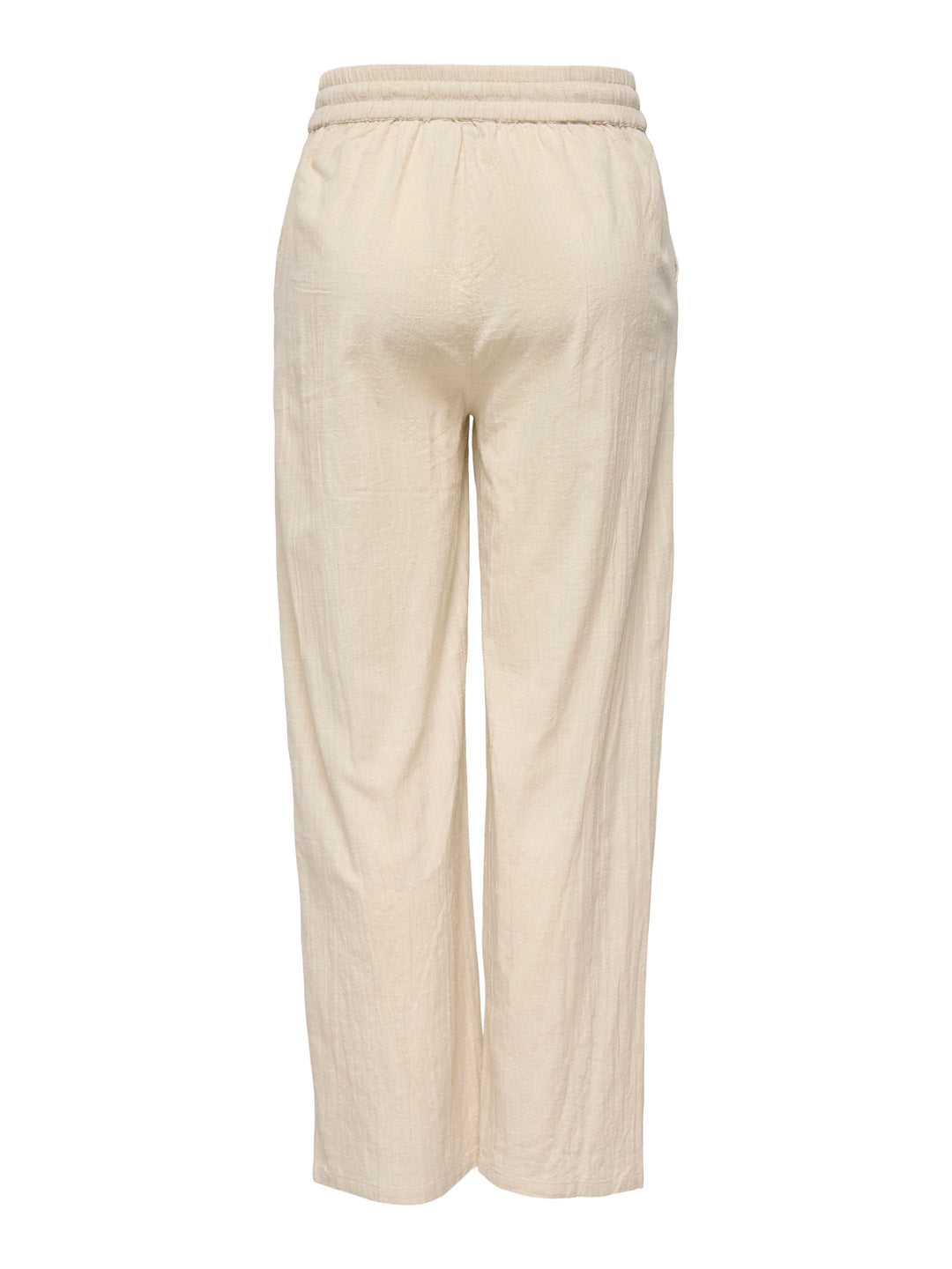 Beige Cotton Wide Leg Pants