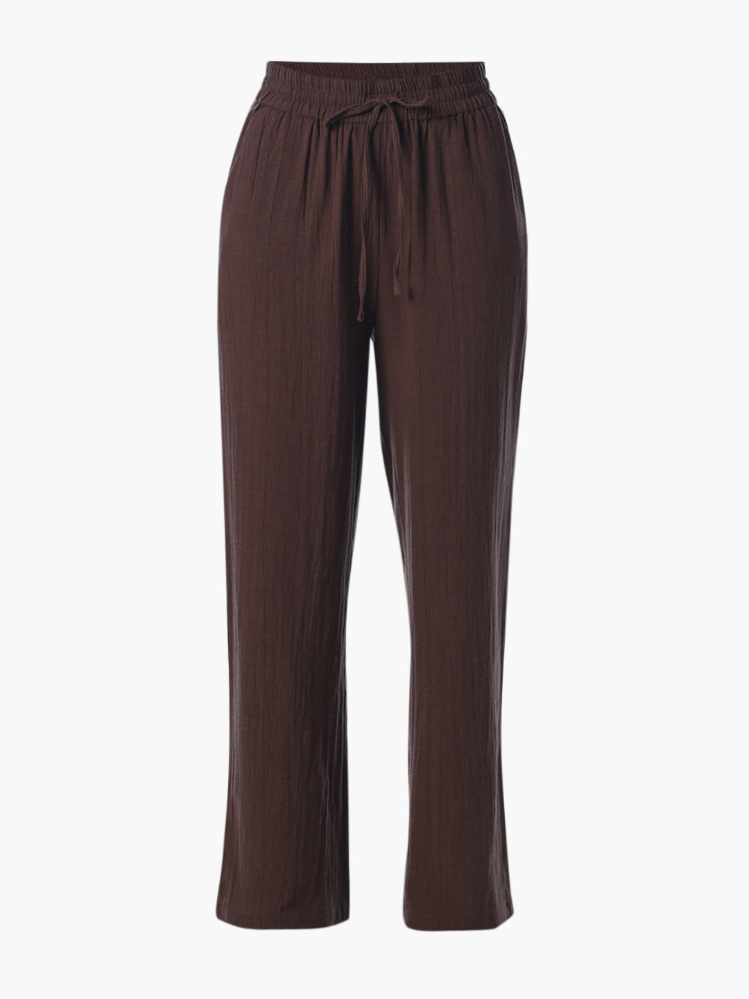 Brown Cotton Wide Leg Pants