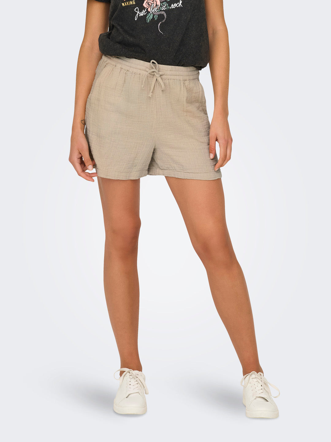 Beige Cotton Shorts